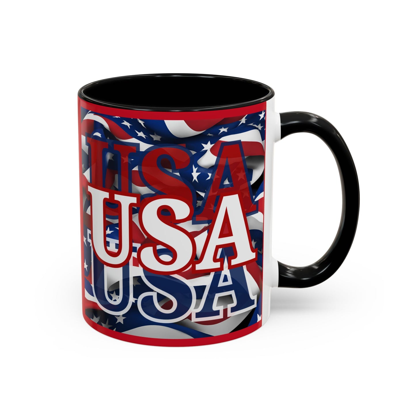 USA White font Center Patriot Red Accent Mug by theGreenDragonTavern.shop
