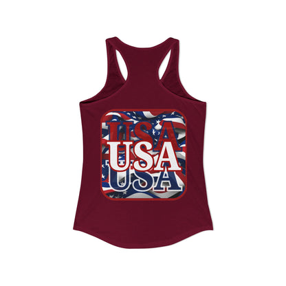 2-sided, Red WHITE and Blue USA Patriot Women's Racerback Tank Top by theGreenDragonTavern.shop