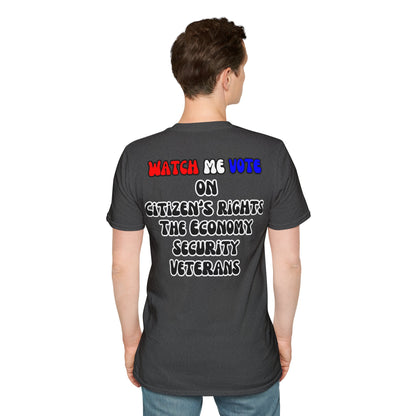2-sided, I Am Woman Watch Me Vote Dark colors Unisex T-Shirt by theGreenDragonTavern.shop