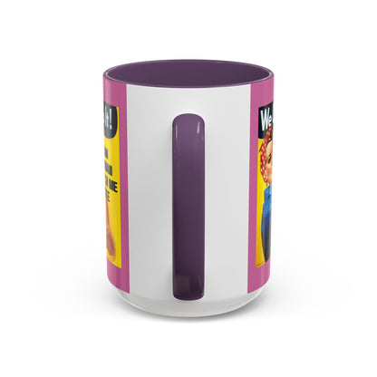 I Am Woman Watch Me Vote Rosie Pink Accent Mug by theGreenDragonTavern.shop
