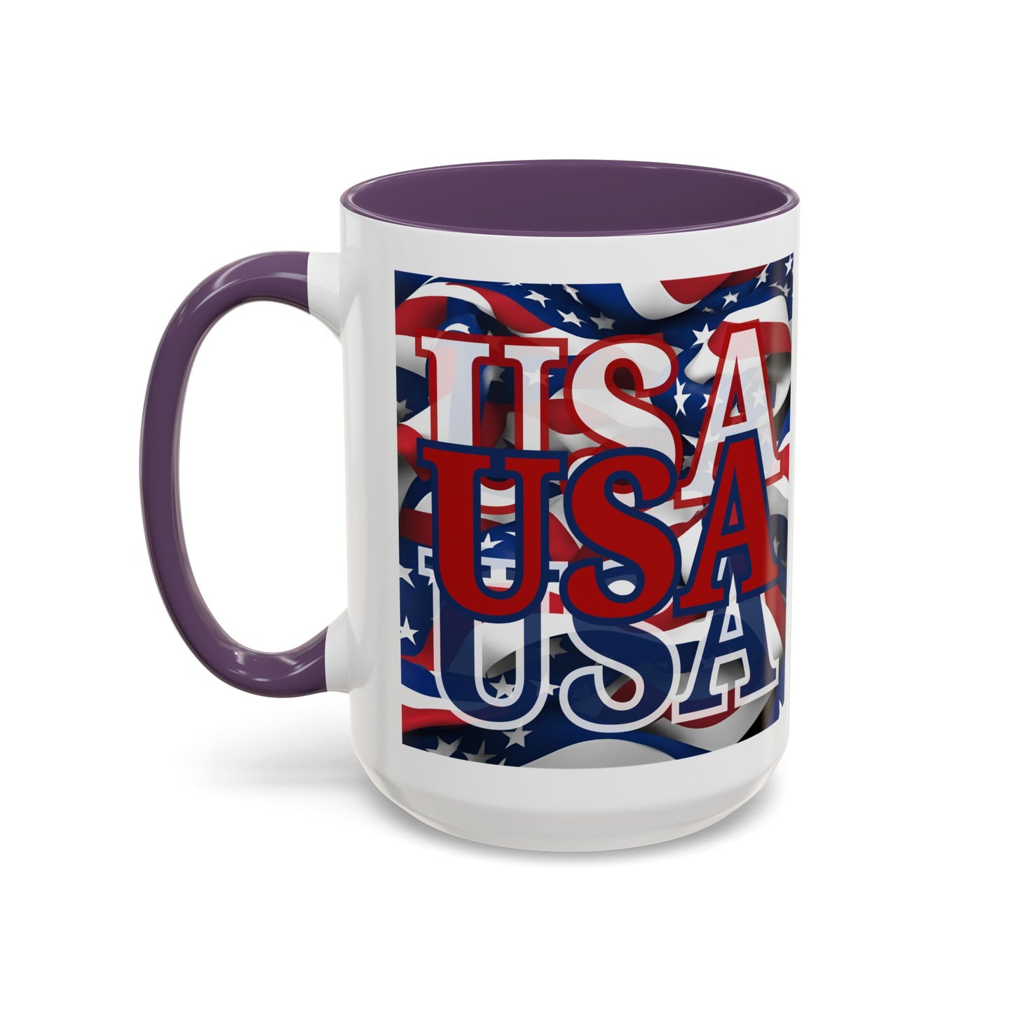 USA Red font Center Patriot White Accent Mug by theGreenDragonTavern.shop