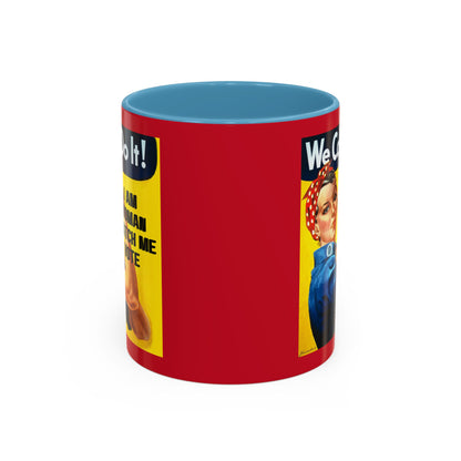 I Am Woman Watch Me Vote Rosie Red Accent Mug by theGreenDragonTavern.shop