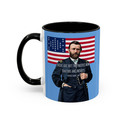 "Traitors and Patriots" Ulysses Grant Light Blue Accent Mug by theGreenDragonTavern.shop