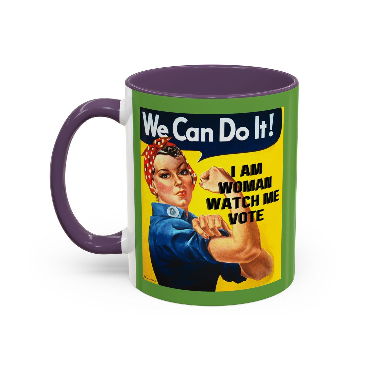 I Am Woman Watch Me Vote Rosie Green Accent Mug by theGreenDragonTavern.shop