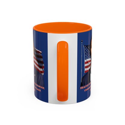 Charlie Kirk, Healthy Debate Blue Accent Mug by theGreenDragonTavern.shop