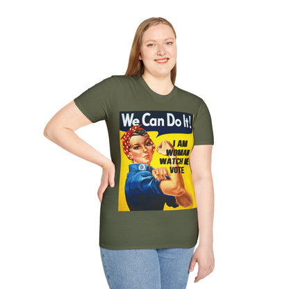 I Am Woman Watch Me Vote Rosie Dark colors Unisex T-Shirt by theGreenDragonTavern.shop