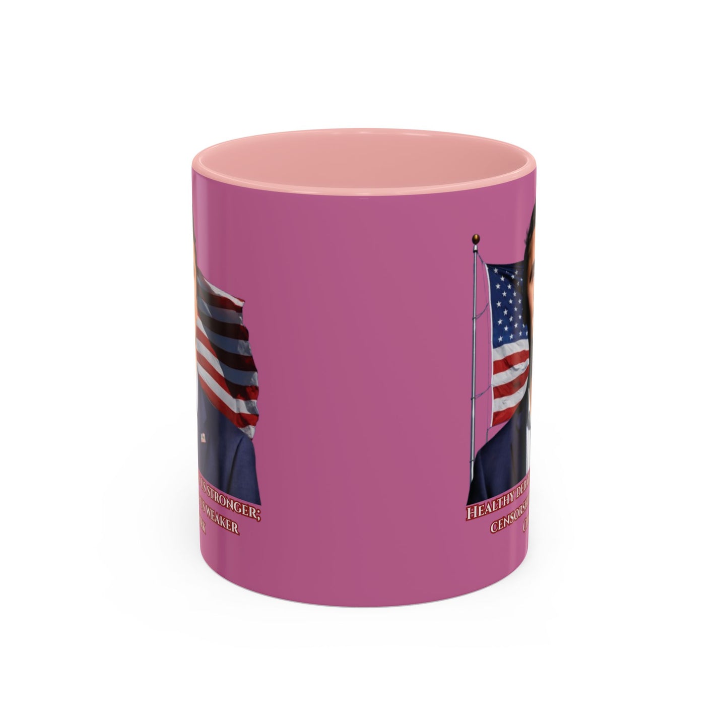 Charlie Kirk, Healthy Debate Pink Accent Mug by theGreenDragonTavern.shop
