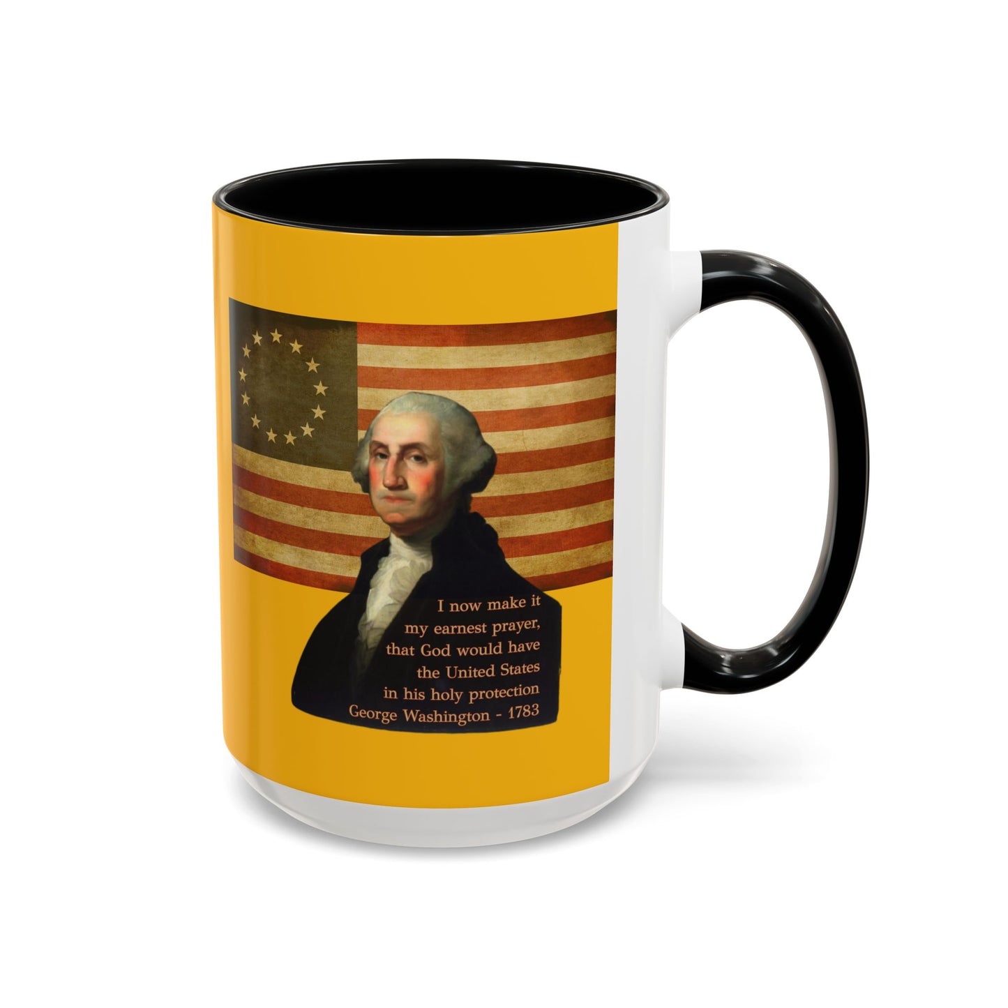 Washington's Earnest Prayer Yellow Accent Mug by theGreenDragonTavern.shop