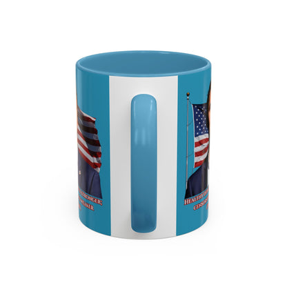 Charlie Kirk, Healthy Debate Turquoise Accent Mug by theGreenDragonTavern.shop