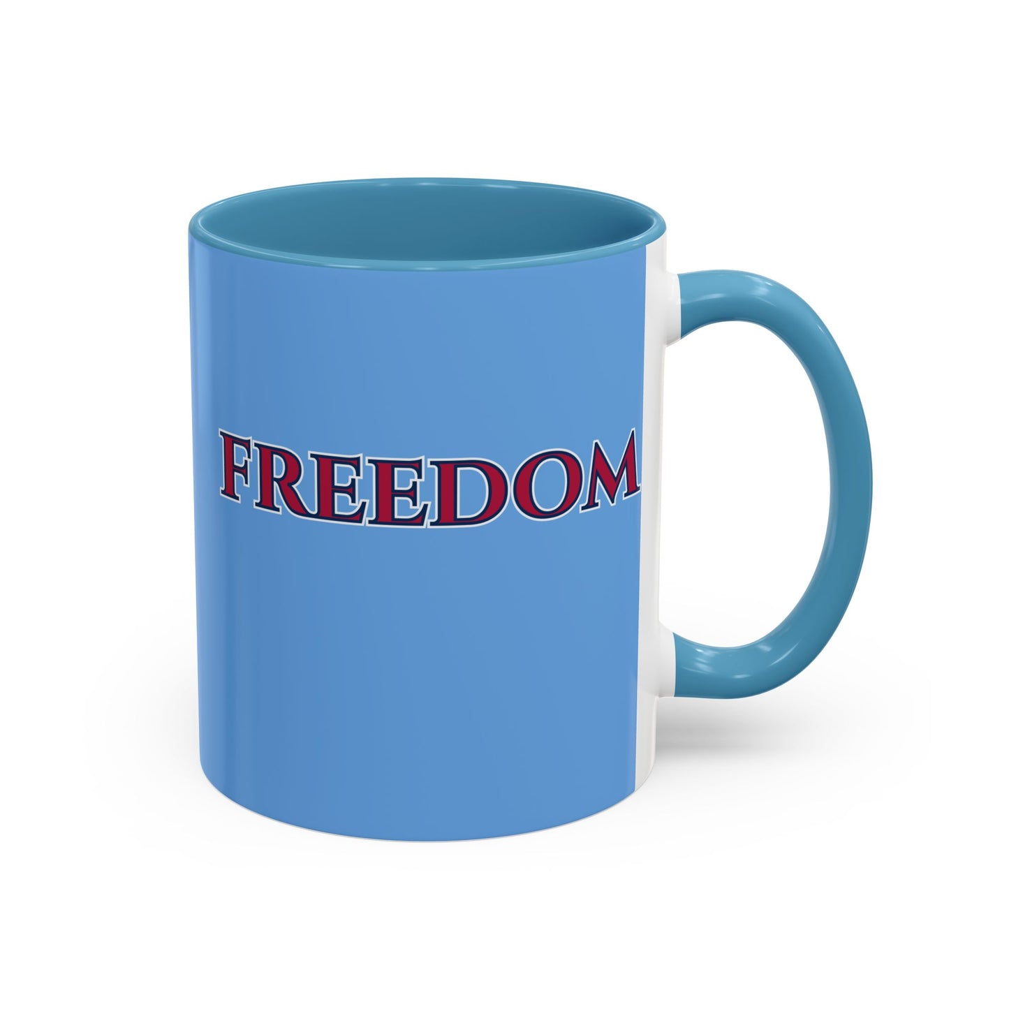 Freedom, Light Blue Accent Mug by theGreenDragonTavern.shop