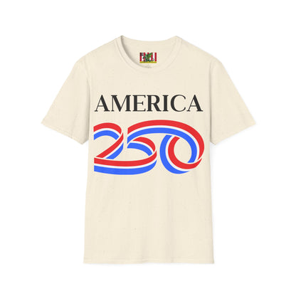 America 250 Black font, Light colors, Unisex T-Shirt by theGreenDragonTavern.shop
