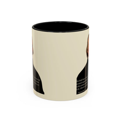 We hold these truths to be self-evident Parchment Yellow Accent Mug by theGreenDragonTavern.shop
