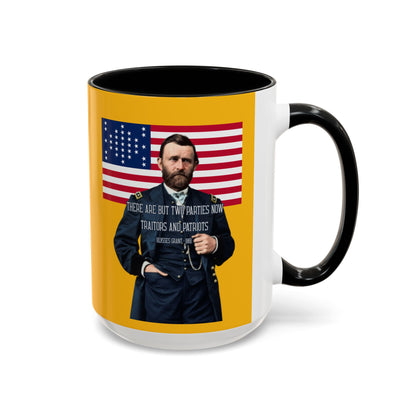 "Traitors and Patriots" Ulysses Grant Yellow Accent Mug by theGreenDragonTavern.shop