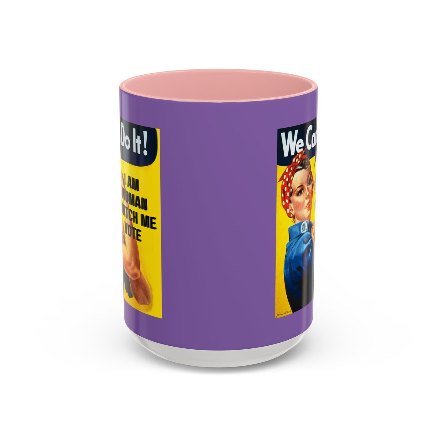I Am Woman Watch Me Vote Rosie Light Purple Accent Mug by theGreenDragonTavern.shop