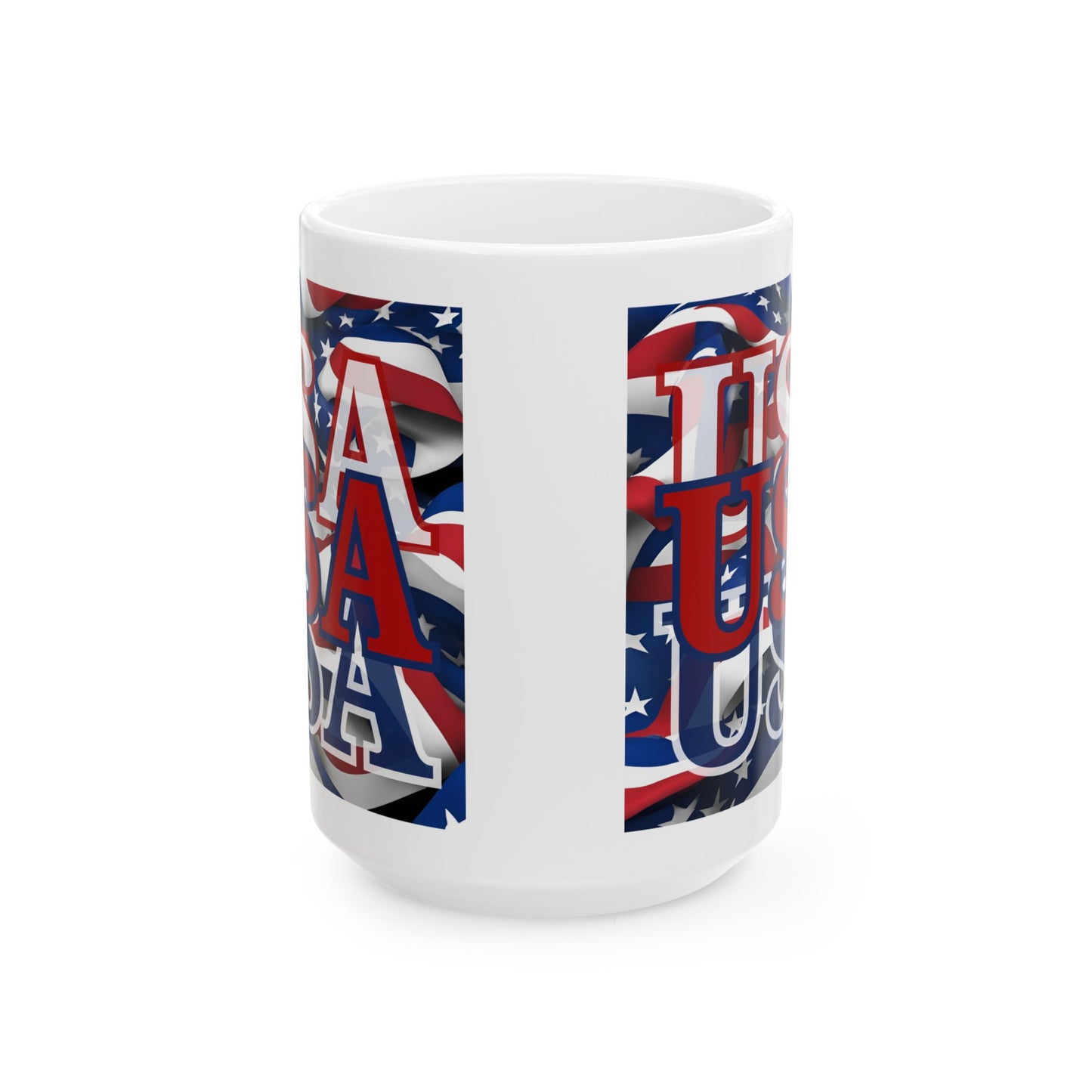 USA Red font Center Patriot White Mug by theGreenDragonTavern.shop