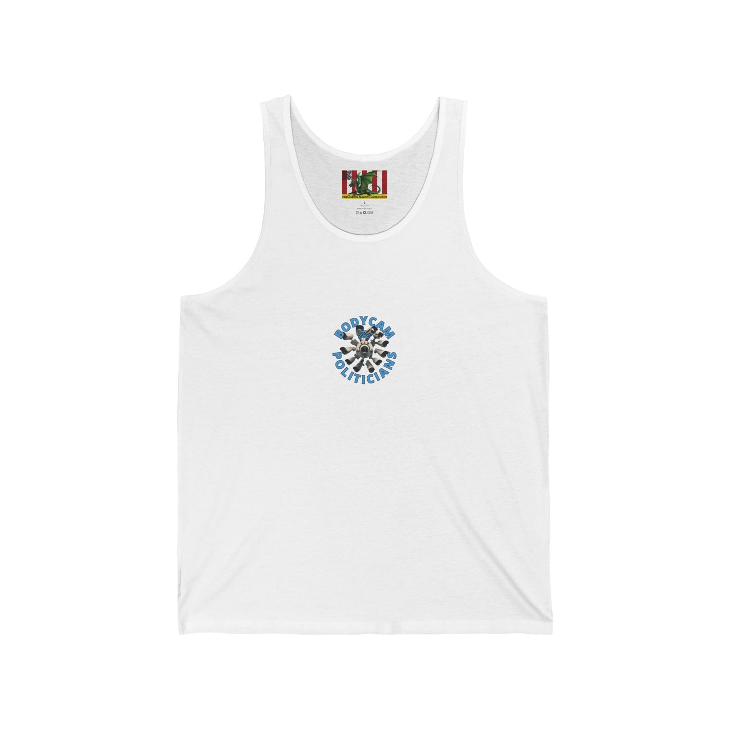 2-sided, Bodycam the Politicians Cameras Unisex Jersey Tank Top by theGreenDragonTavern.shop