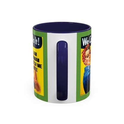 I Am Woman Watch Me Vote Rosie Green Accent Mug by theGreenDragonTavern.shop