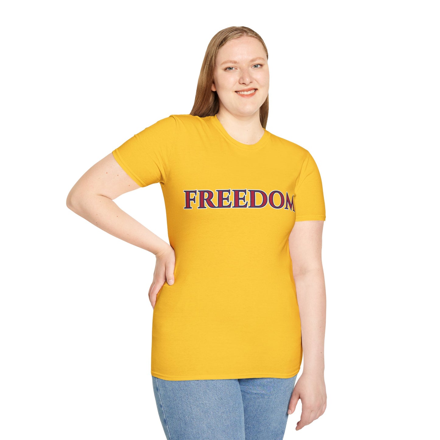 Freedom, Red font, Light colors Unisex T-Shirt by theGreenDragonTavern.shop