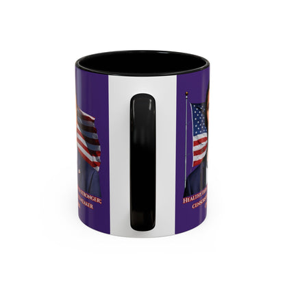 Charlie Kirk, Healthy Debate Purple Accent Mug by theGreenDragonTavern.shop
