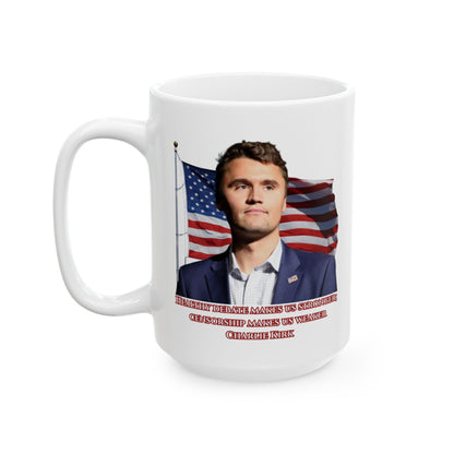 Charlie Kirk, Healthy Debate White Mug by theGreenDragonTavern.shop