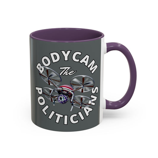 Bodycam the Politicians Drone Grey Accent Mug by theGreenDragonTavern.shop