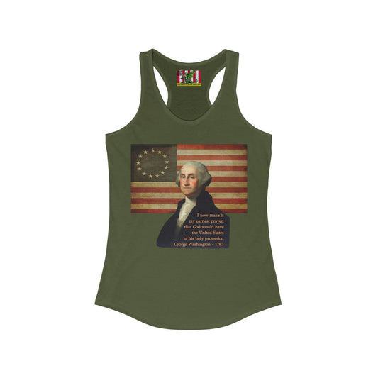 Washington's Earnest Prayer Women's Racerback Tank Top by theGreenDragonTavern.shop