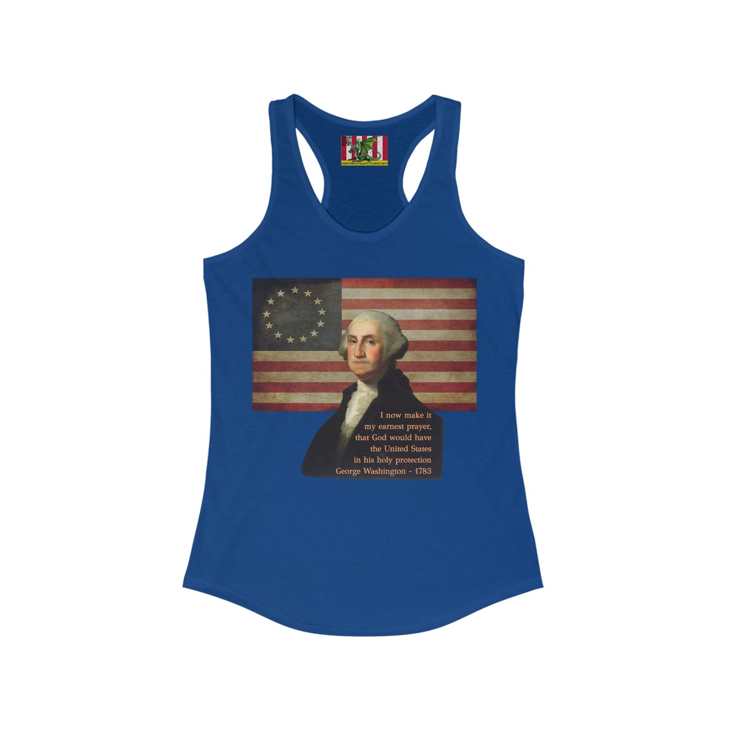 Washington's Earnest Prayer Women's Racerback Tank Top by theGreenDragonTavern.shop