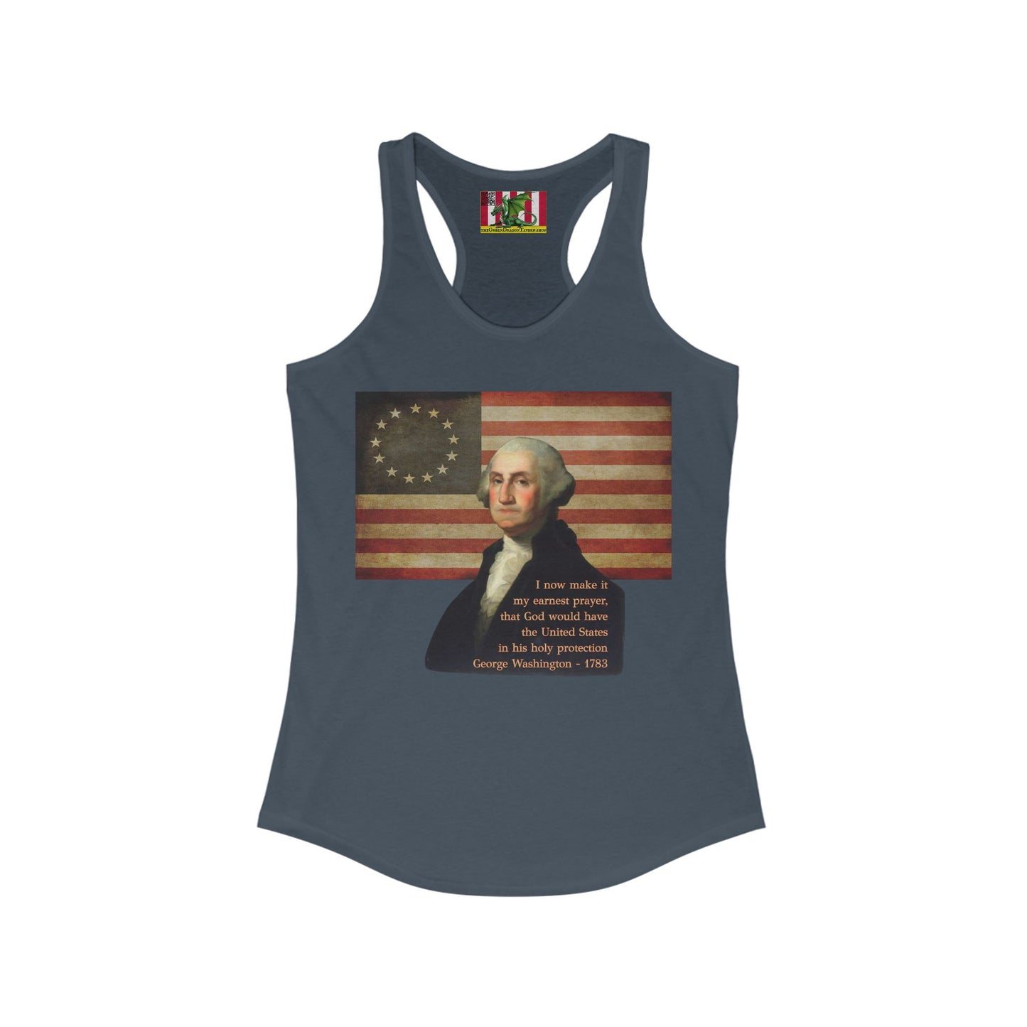 Washington's Earnest Prayer Women's Racerback Tank Top by theGreenDragonTavern.shop