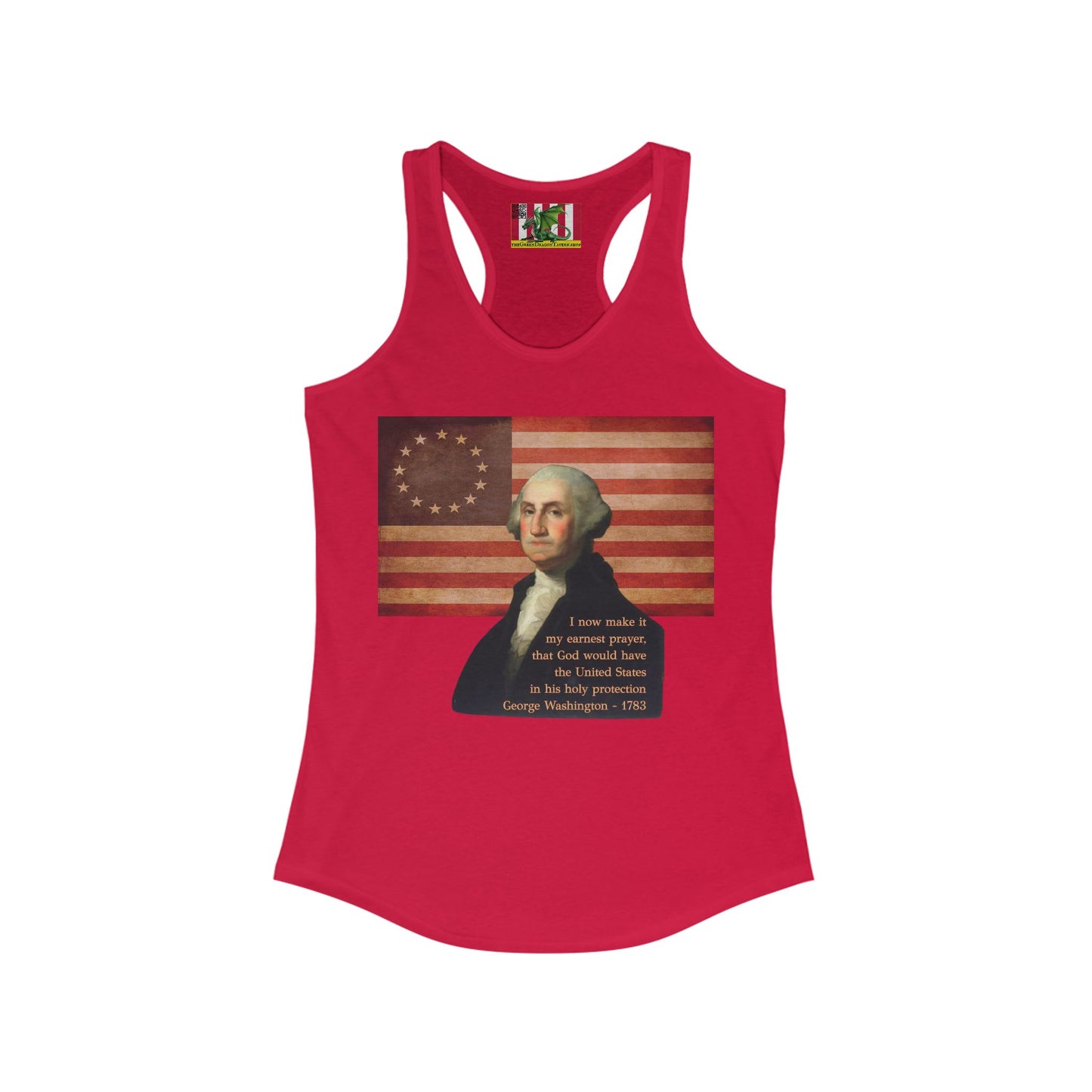 Washington's Earnest Prayer Women's Racerback Tank Top by theGreenDragonTavern.shop
