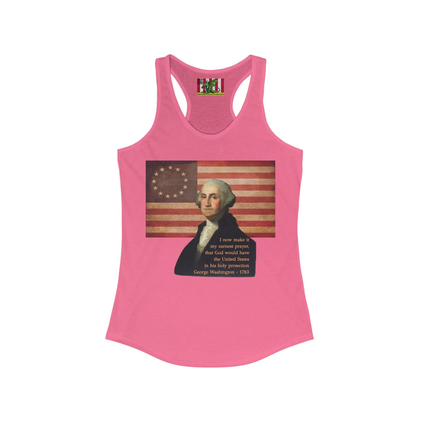 Washington's Earnest Prayer Women's Racerback Tank Top by theGreenDragonTavern.shop