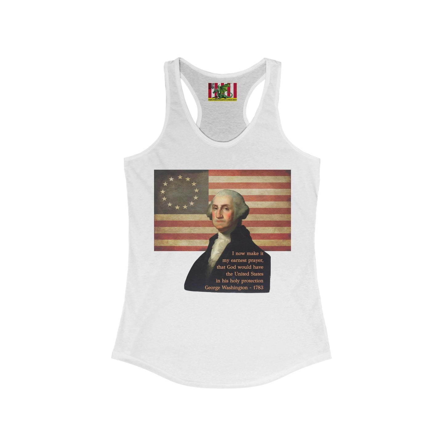 Washington's Earnest Prayer Women's Racerback Tank Top by theGreenDragonTavern.shop
