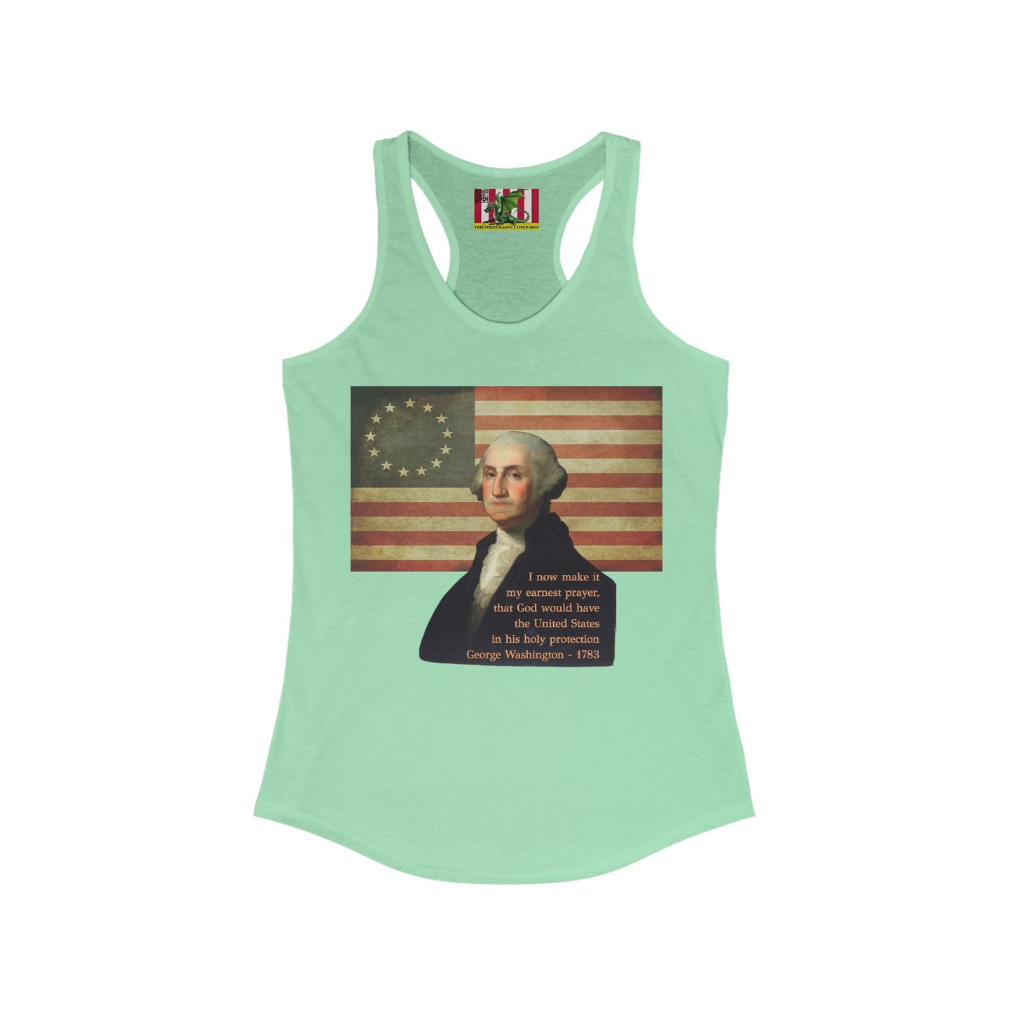 Washington's Earnest Prayer Women's Racerback Tank Top by theGreenDragonTavern.shop