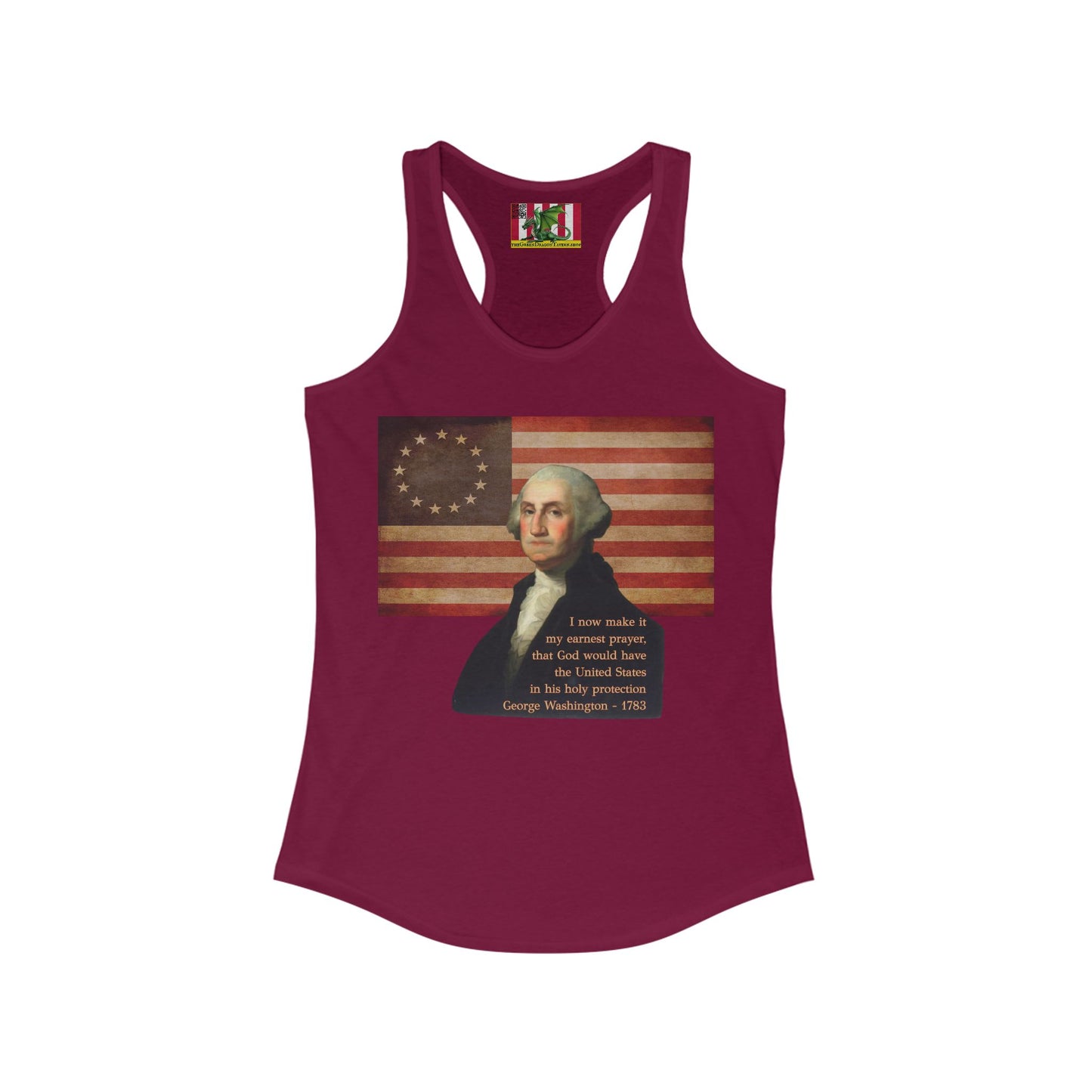 Washington's Earnest Prayer Women's Racerback Tank Top by theGreenDragonTavern.shop