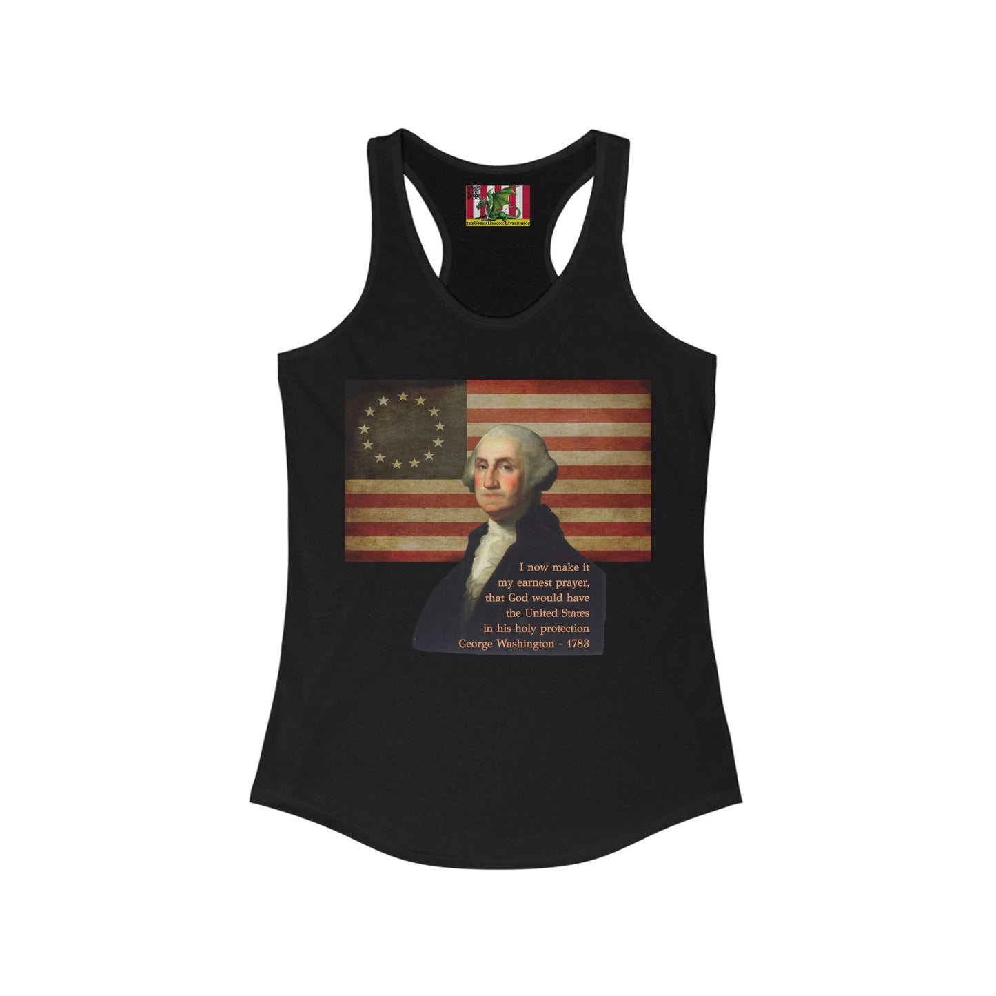 Washington's Earnest Prayer Women's Racerback Tank Top by theGreenDragonTavern.shop