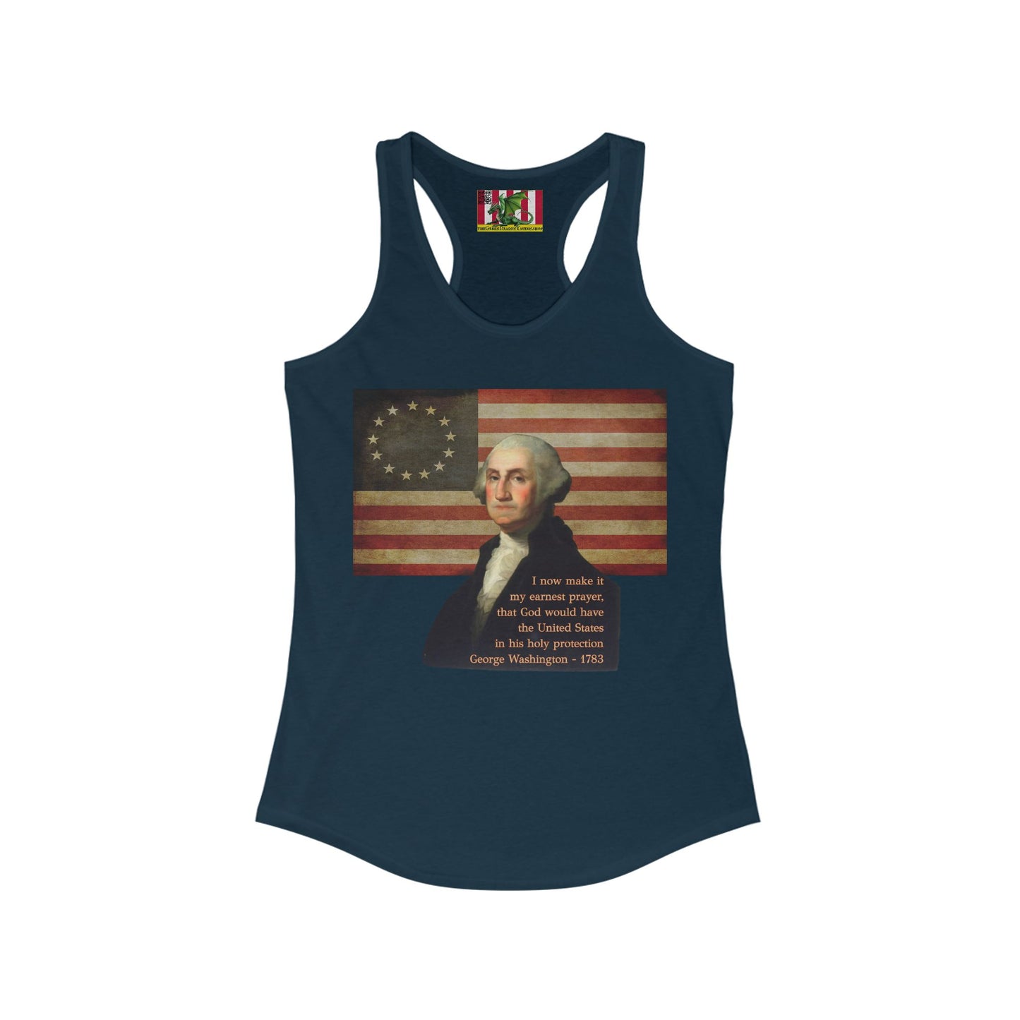 Washington's Earnest Prayer Women's Racerback Tank Top by theGreenDragonTavern.shop