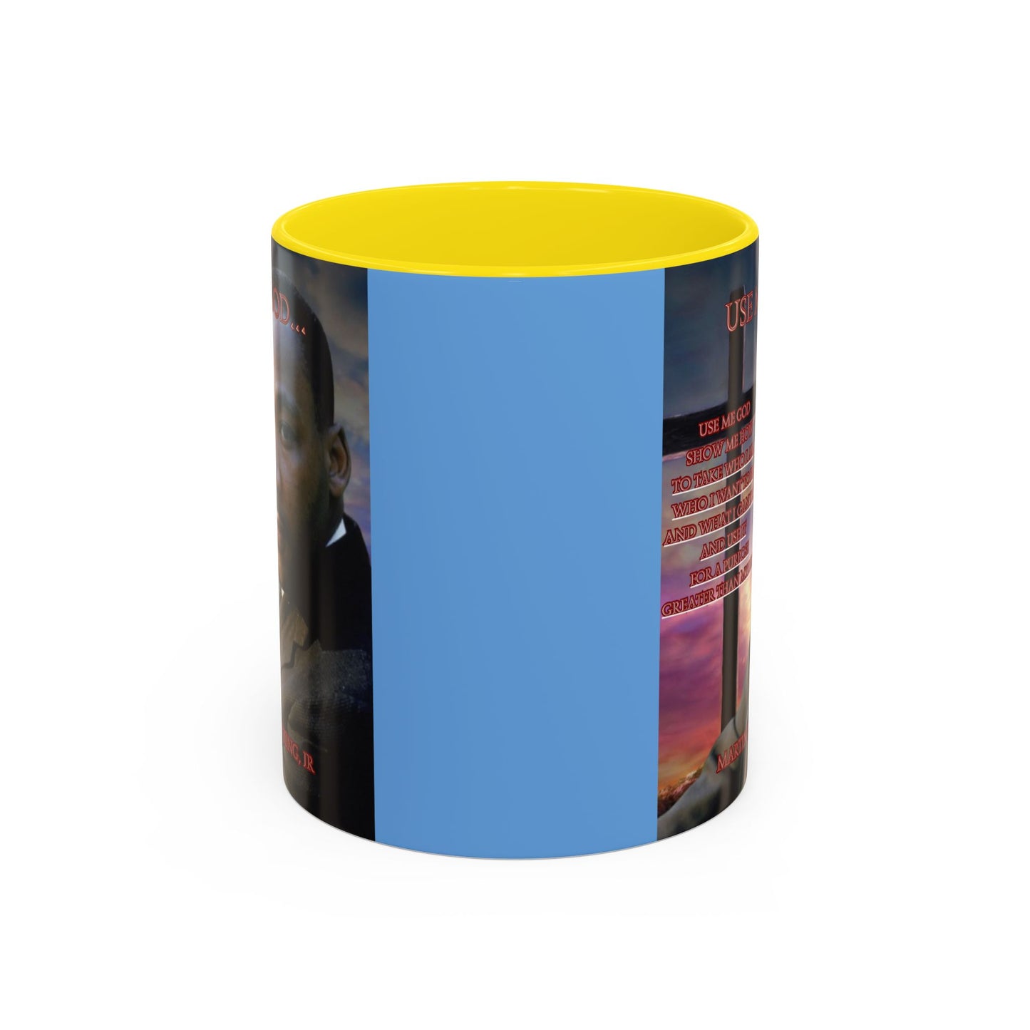 Use Me God, MLK Jr Blue Accent Mug by theGreenDragonTavern.shop