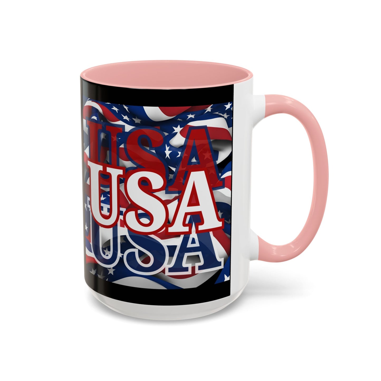 USA White font Center Patriot Black Accent Mug by theGreenDragonTavern.shop