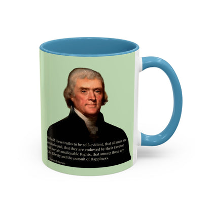 We hold these truths to be self-evident Light Green Accent Mug by theGreenDragonTavern.shop