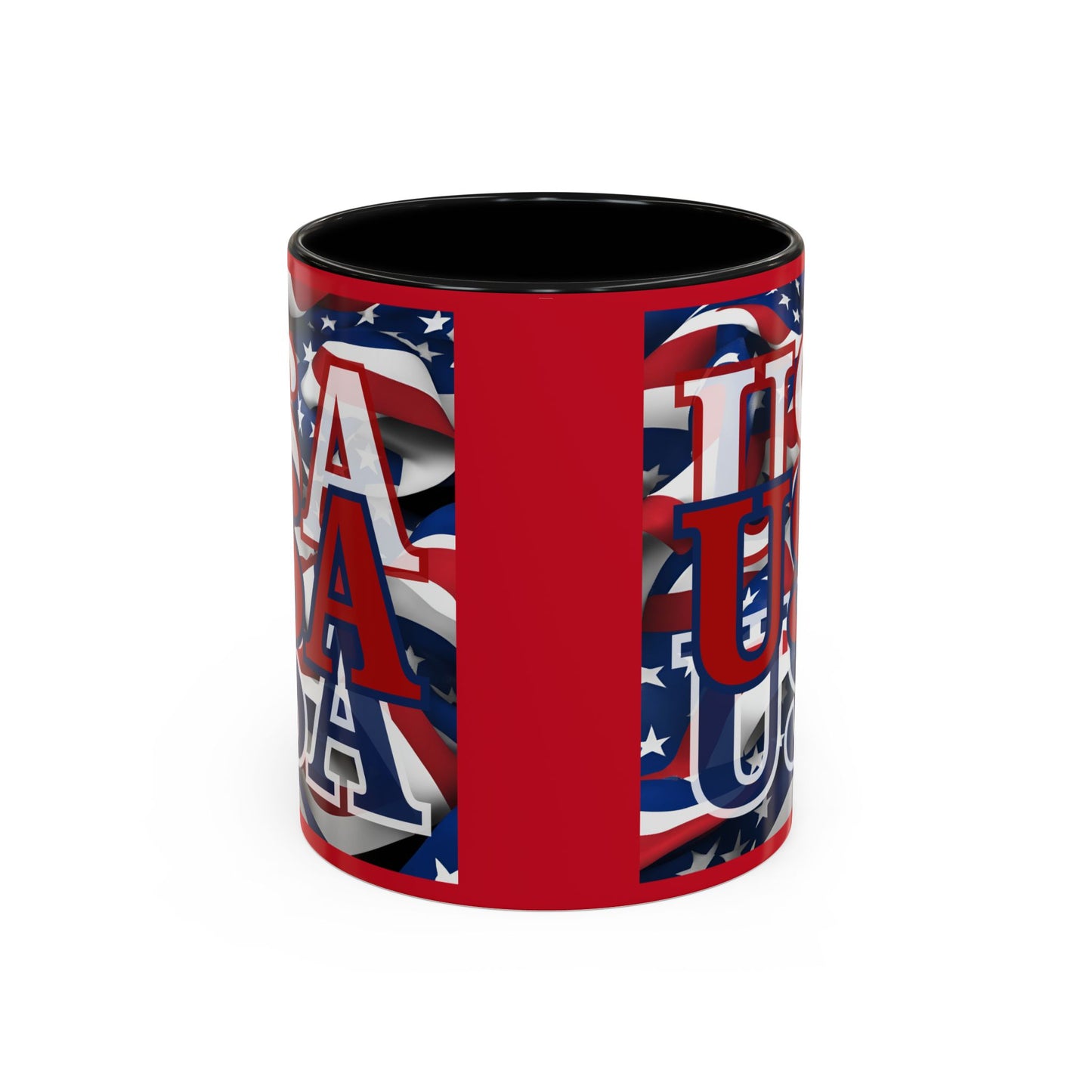 USA Red font Center Patriot Red Accent Mug by theGreenDragonTavern.shop