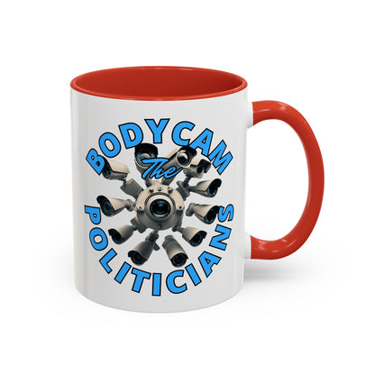 Bodycam the Politicians Cameras White Accent Mug by theGreenDragonTavern.shop