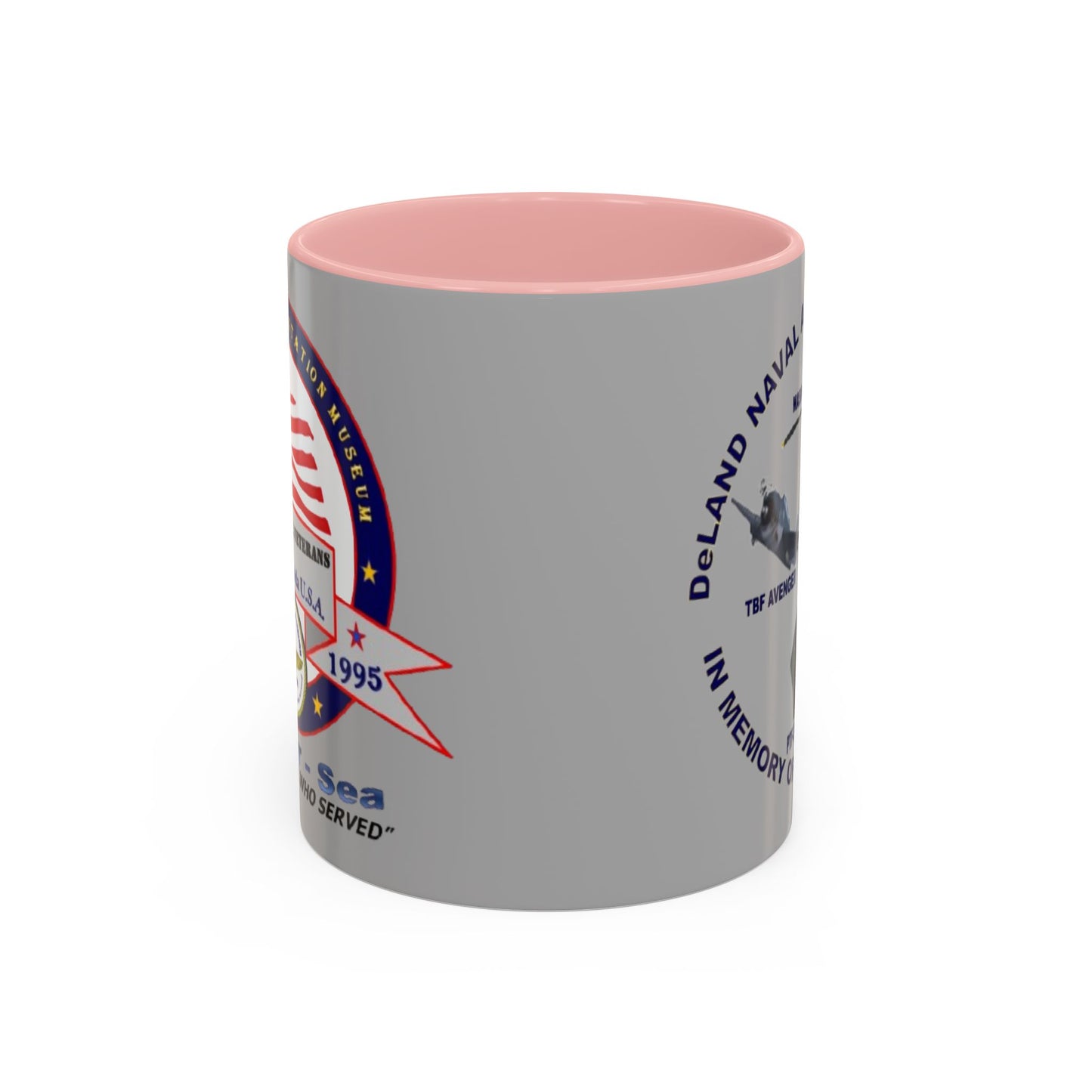 DNASM 2-sided, Founding & Student Art Light Grey Accent Mug by theGreenDragonTavern.shop
