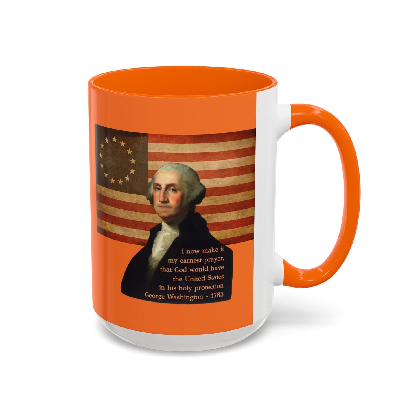 Washington's Earnest Prayer Orange Accent Mug by theGreenDragonTavern.shop
