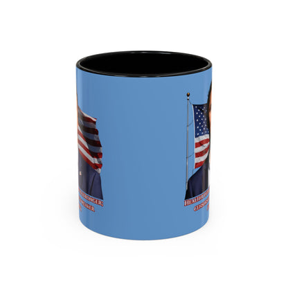 Charlie Kirk, Healthy Debate Light Blue Accent Mug by theGreenDragonTavern.shop