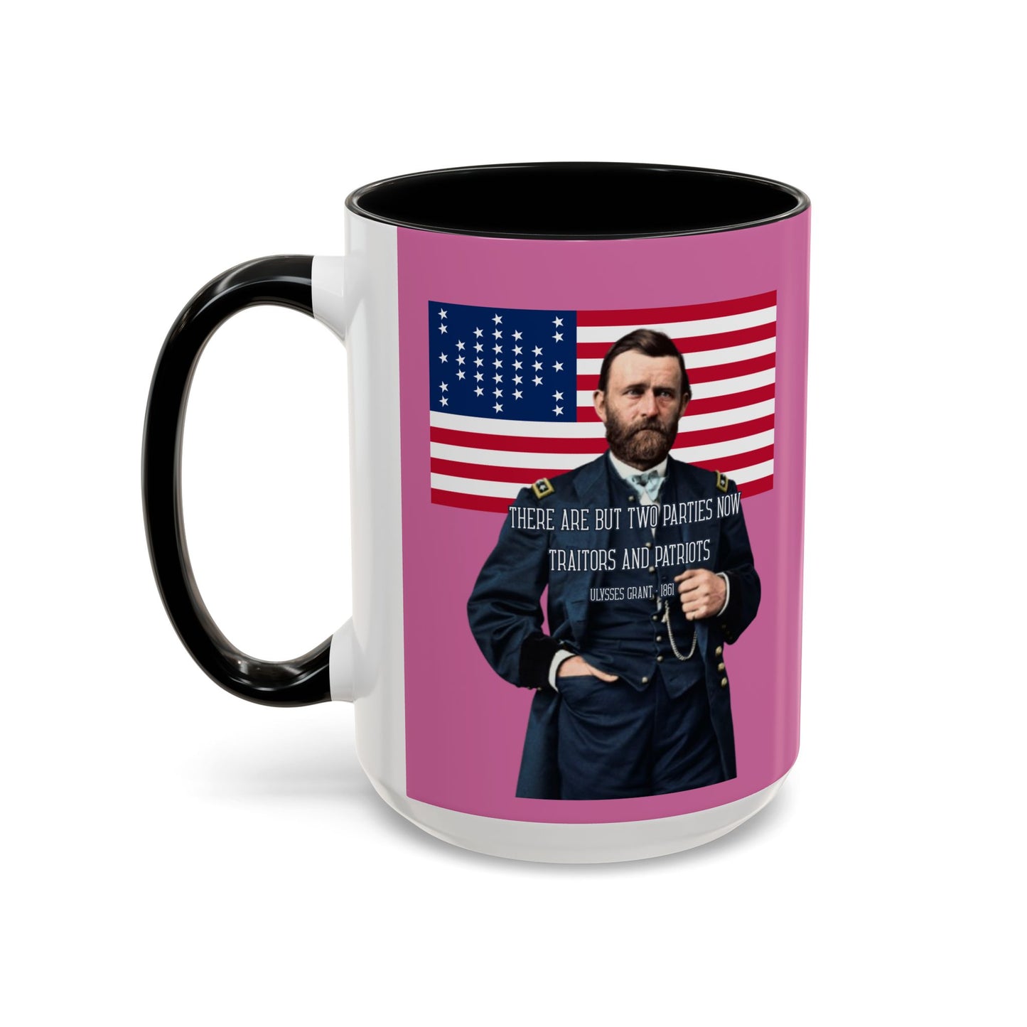 "Traitors and Patriots" Ulysses Grant Pink Accent Mug by theGreenDragonTavern.shop