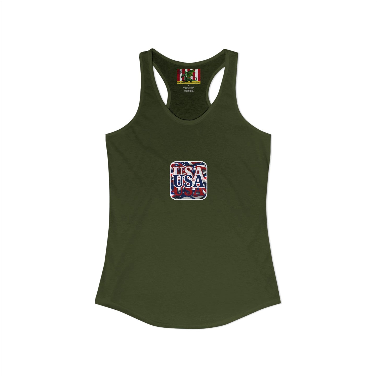 2-sided, Red White and BLUE USA Patriot Women's Racerback Tank Top by theGreenDragonTavern.shop