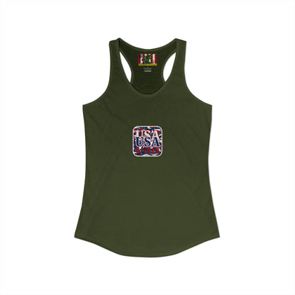 2-sided, Red White and BLUE USA Patriot Women's Racerback Tank Top by theGreenDragonTavern.shop