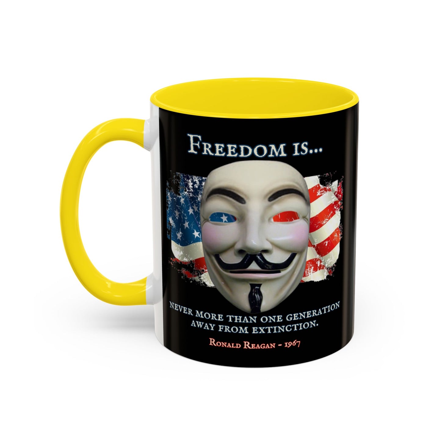 Ronald Reagan Freedom Vendetta Black Accent Mug by theGreenDragonTavern.shop
