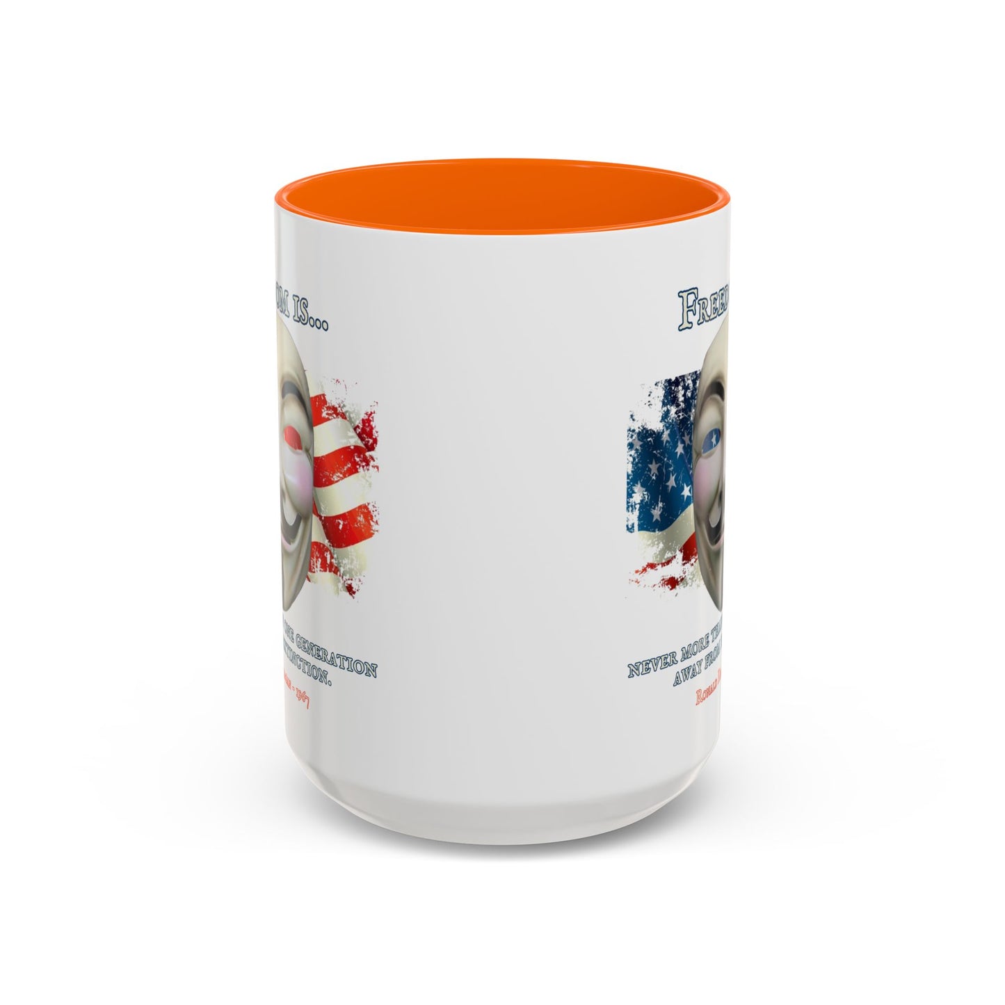 Ronald Reagan Freedom Vendetta White Accent Mug by theGreenDragonTavern.shop