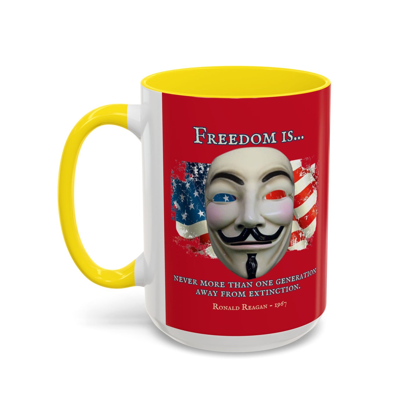 Ronald Reagan Freedom Vendetta Red Accent Mug by theGreenDragonTavern.shop