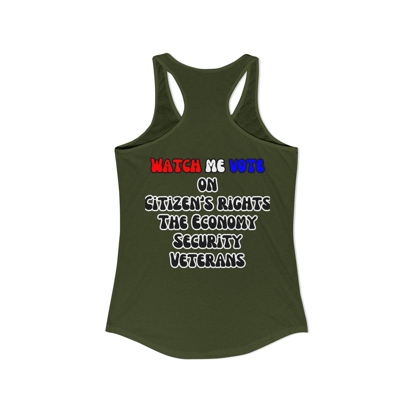 2-sided, I Am Woman Watch Me Vote Women's Racerback Tank Top by theGreenDragonTavern.shop
